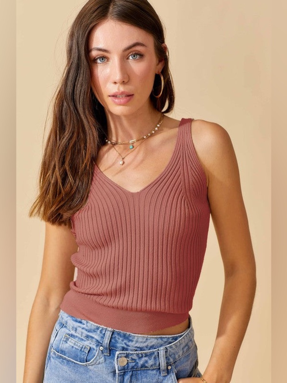 🎉🩷SALE🩷🎉 🆕🤎EESOME: CLAY Knit Tank LARGE